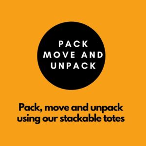 pack, move and unpack with Dragon Totes stackable totes - plastic moving box rental